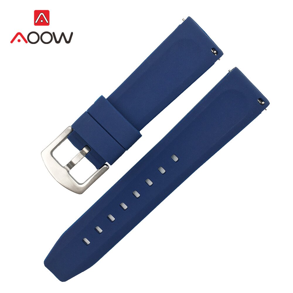 Pulseira de relógio de silicone de 20mm 22mm 24mm, pulseira para samsung galaxy watch 42mm 46mm à prova d' água, liberação rápida pulseira bracelete preto azul