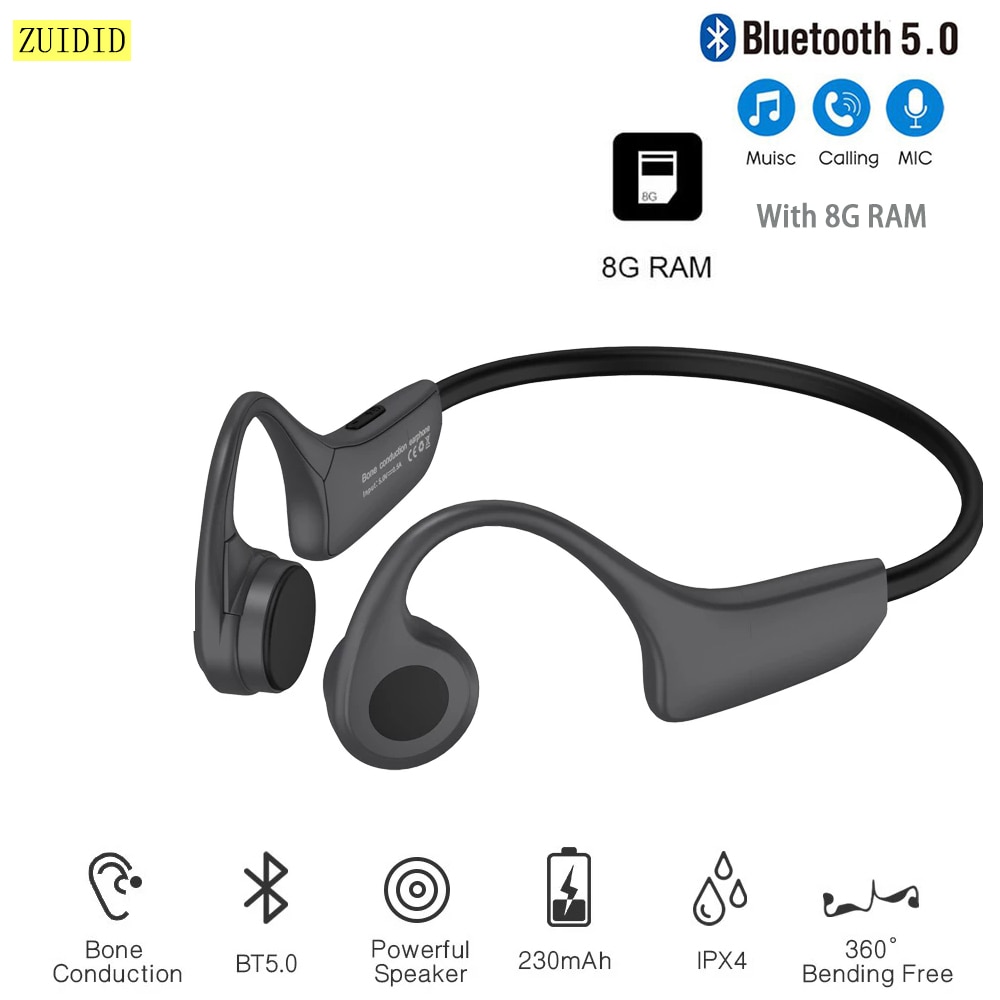 H10 Beengeleiding Waterdichte Oordopjes Ingebouwde 8Gb Geheugen Hoofdtelefoon Met Mic Bluetooth Headsets Voor Buitensporten Rijden