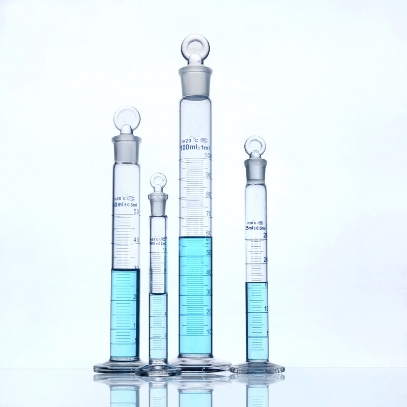 Linyeyue 10ml glas gradueret cylinder med prop hætte måle glas cylinder laboratorie kemi udstyr