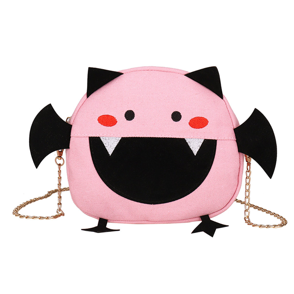 Women's Cartoon Devil Crossbody Bag Chic Shoulder Bag Phone Change Bag large capacity casual Cartoon bag: Pink