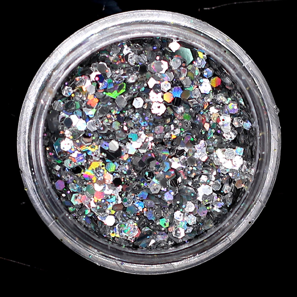 1 pièces AB ongle paillettes paillettes étoile lune coeur ongle Gel rond ongle paillettes holographique Pigment Nail Art décoration m3a505: Black