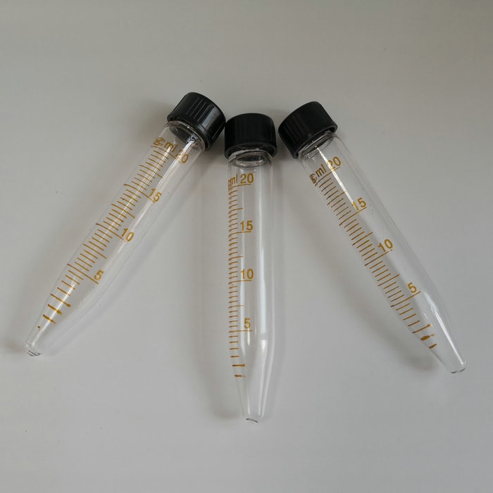 10pcs/lot 20ml glass centrifuge tube with graduation centrifugal test tube sharp bottom sample vial