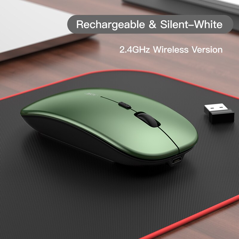 Niye Bluetooth Pink Mouse Wireless Computer Mice 2.4GHz USB Adapter DPI Rechargeable Home Desktop Laptop Mouse Ergonomic Mouses: Wireless Green