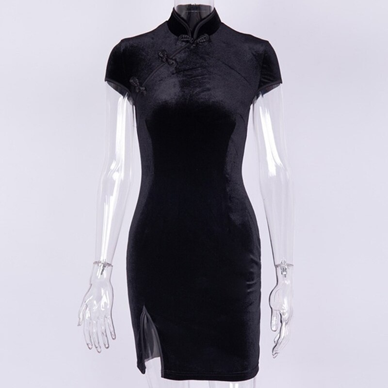 Cheongsam Vintage Chinese Dress Women 3Colors Satin Gothic Style Qipao Short/full Sleeve Party Year Clothes Harajuku Vestido