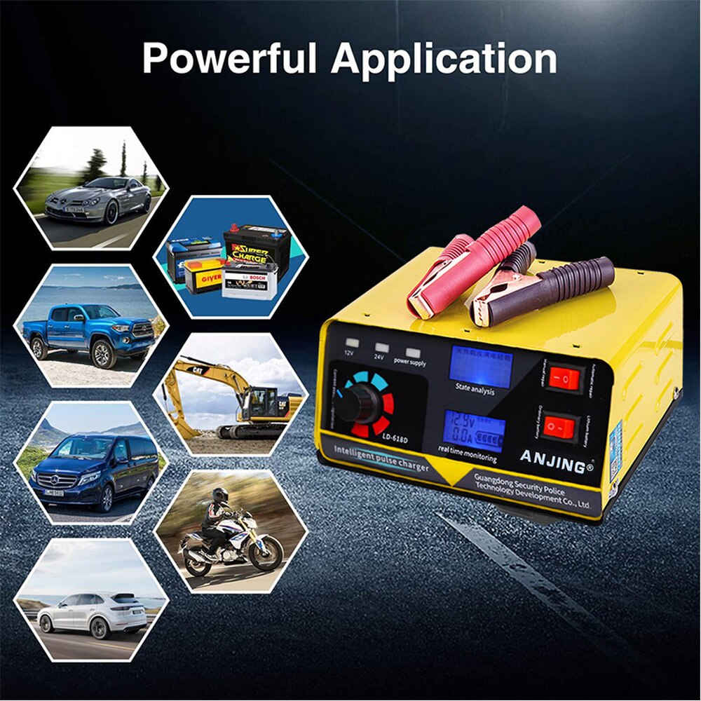 400AH Full Automatic Car Battery Charger Intelligent Pulse Repair universal lithium battery 12V/24V Truck Motorcycle Charger