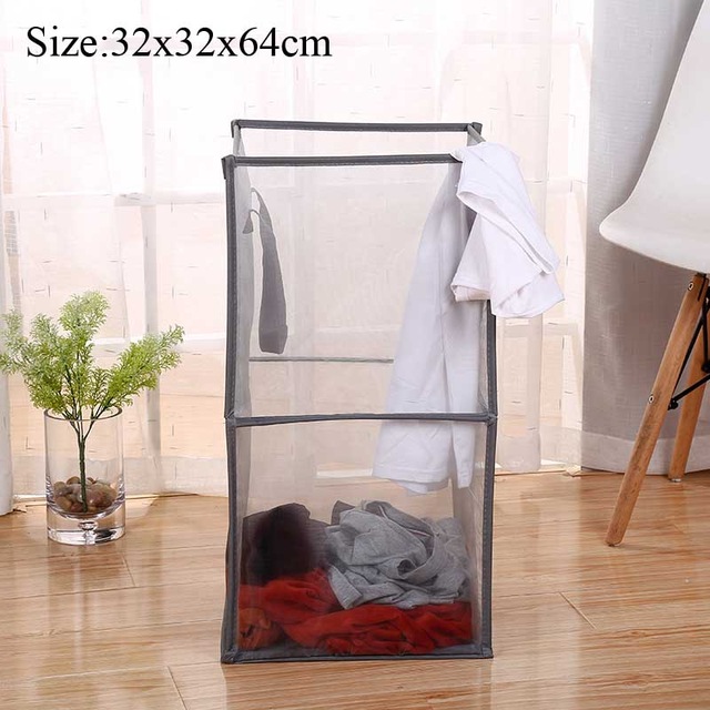 Foldable Kitchen Laundry Hamper Basket Dirty Clothing Organizer Book Underwear Container Bin: L-grey