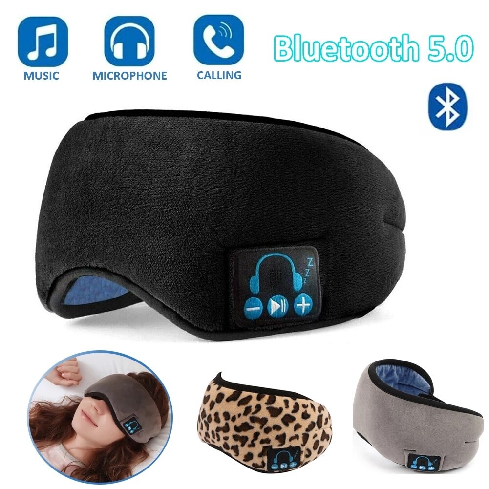 Draadloze Bluetooth 5.0 Koptelefoon Slapen Oogmasker Muziek Speler/Sport Hoofdband Reizen Headset Luidsprekers Ingebouwde Luidsprekers Mic