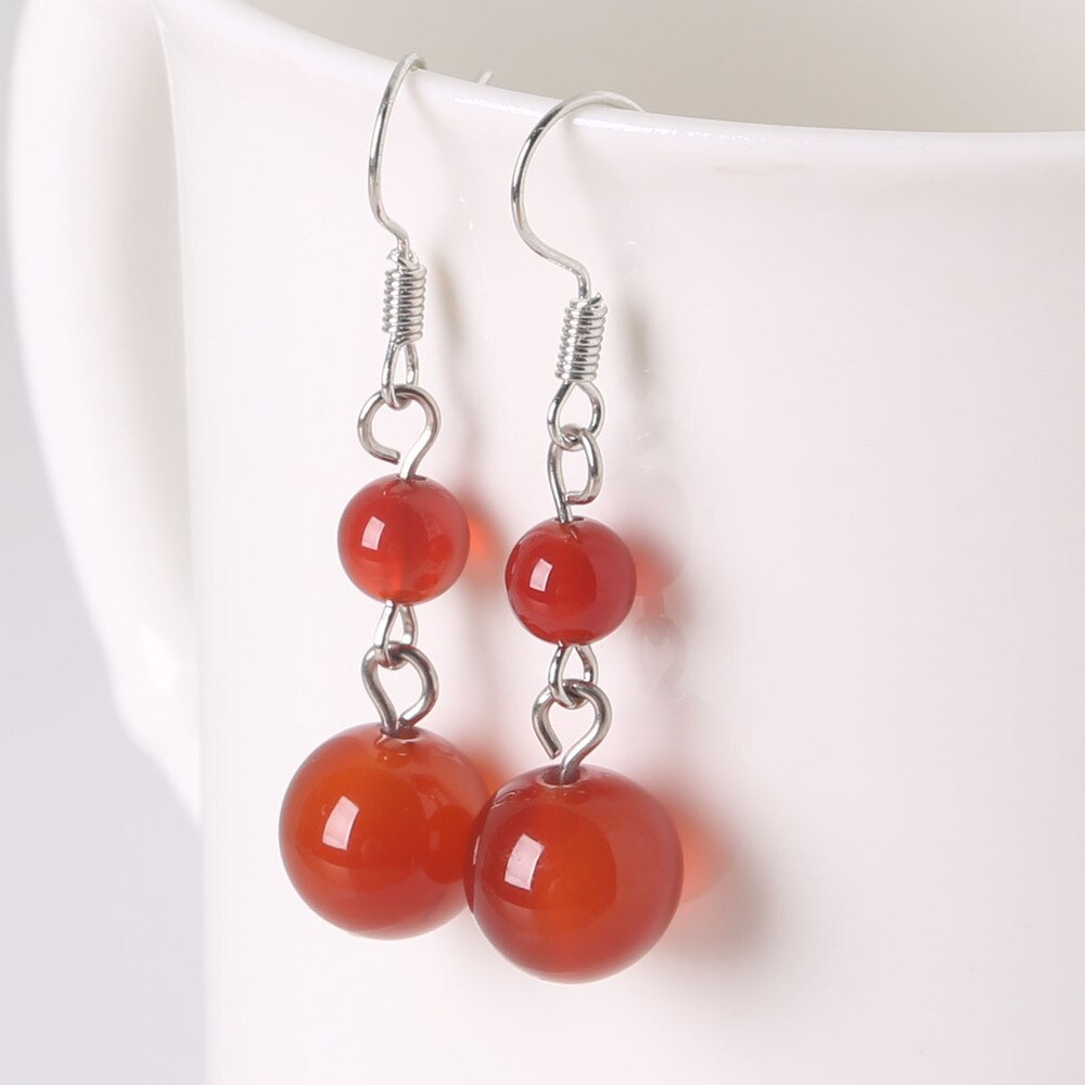 Earrings for girl Natural Stone Beads Dangle Long Lady Earrings for Jewelry Making Women DIY Charms Ear crafts: Red Agate