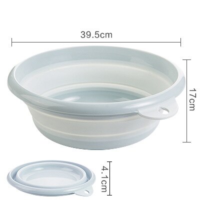 Portable Folding Wash Basin Household Outdoor Dual Purpose Hanging Holes Wash Face Fruits Vegetables Basin Plastic: Blue 39.5X17CM