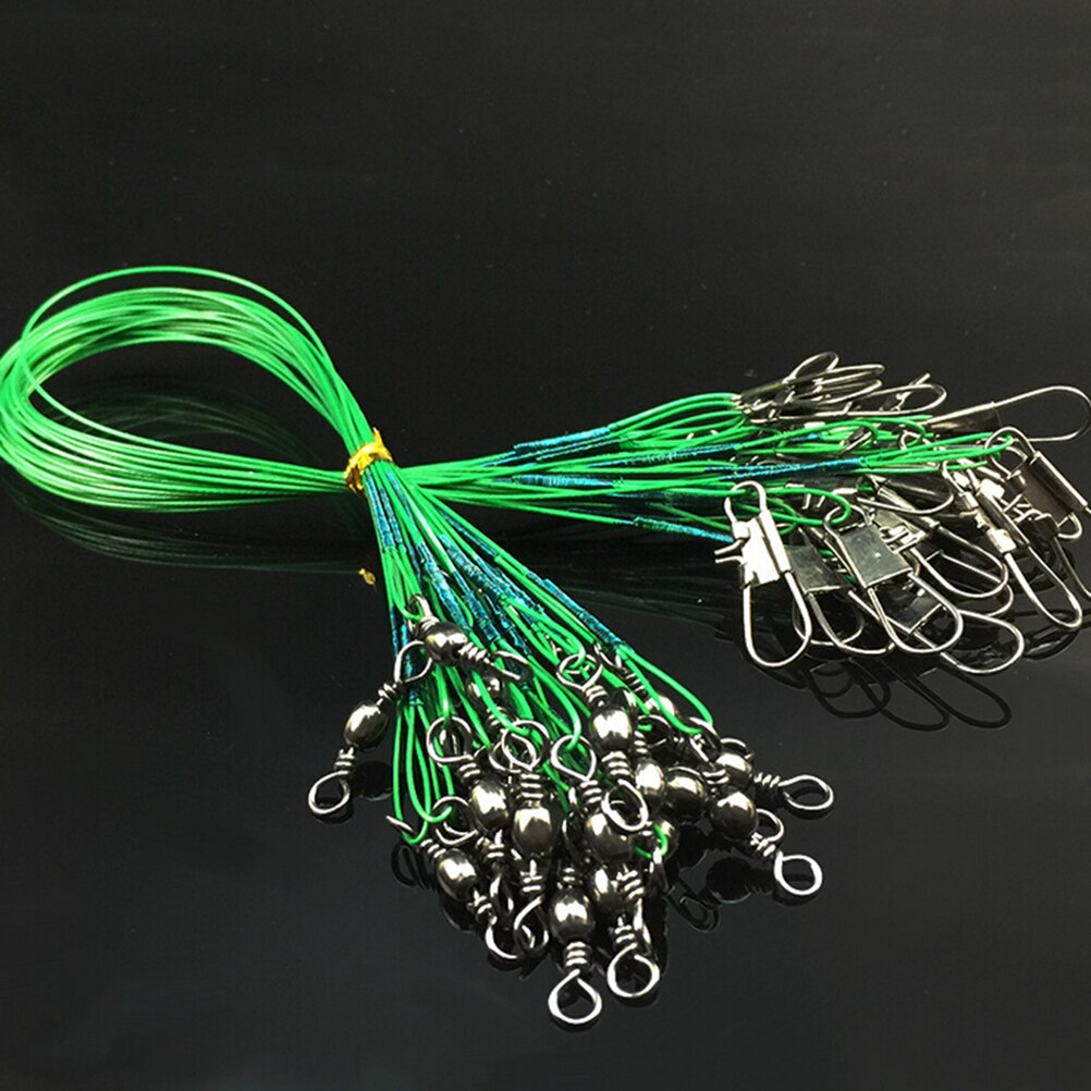 20Pcs Stainless Steel Wire Fishing Lure Trace Wire Leader Swivel Tackle Spinner Anti-bite Steel Fishing Line Sea Fishing Tackle