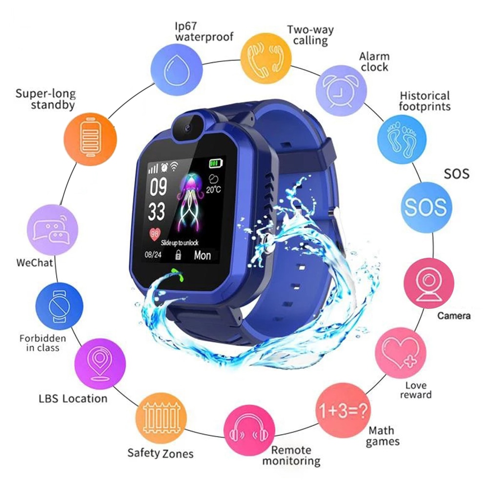 Q19S Kind Slimme Horloge Telefoon Gps Kids Smart Horloge Waterdicht Wifi Antil-Verloren Gps Camera Locatie Tracker Smartwatch