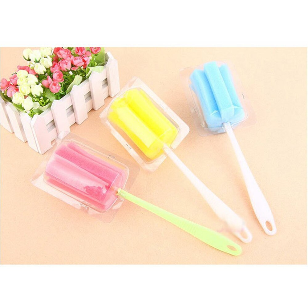 Baby High Grade Clean Sponge Milk Bottles Brush With Handle Cleaning Utensils Brush Baby Bottle Cleaners 2pcs