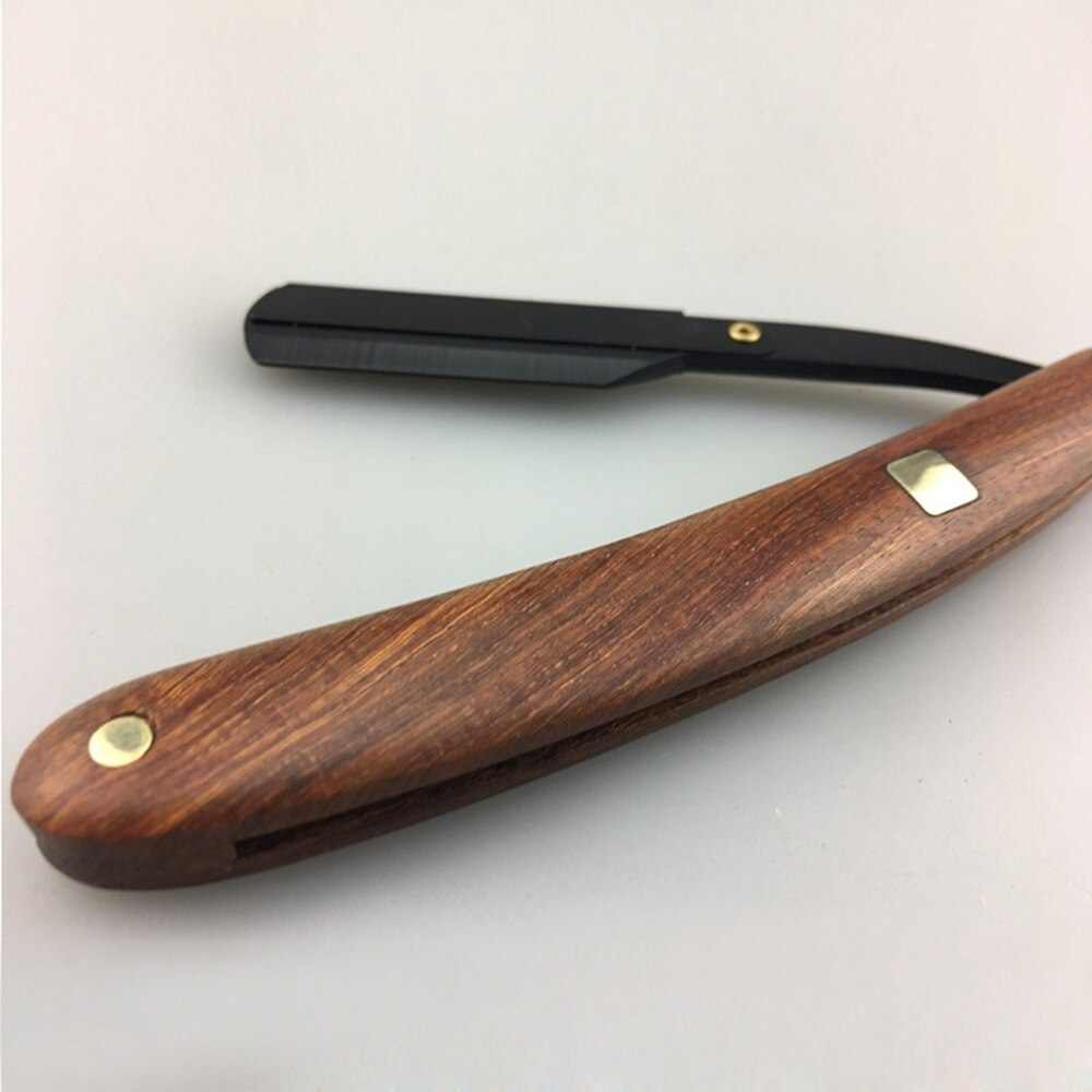 Straight Razor Blades Handle Wooden Handle Chic Straight Barber Edge Steel Razo... – Grandado