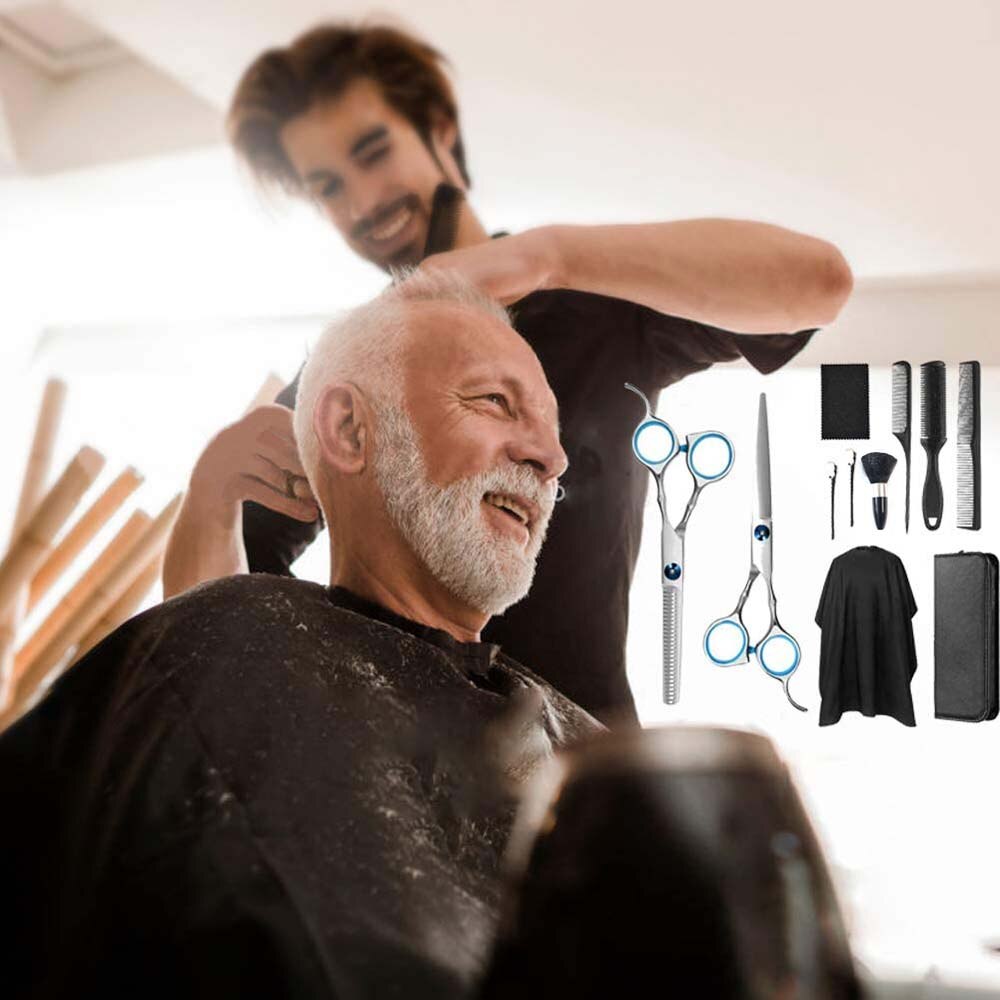 Haar Knippen Schaar Set Professionele Kappers Haar Kapper Dunner Barbershop Schaar Kit Salon Kam Clips Cape Voor Thuis