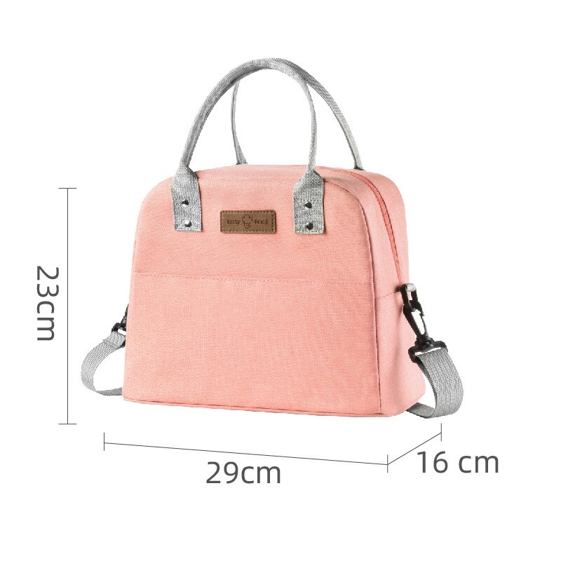 Wasserdichte Tragbare Isolierte Kühltasche Thermische Einfache Leinen Handtasche zu Arbeiten Schulter Gurt Bento Mittagessen Tasche für Lebensmittel: Rosa 29x16x23