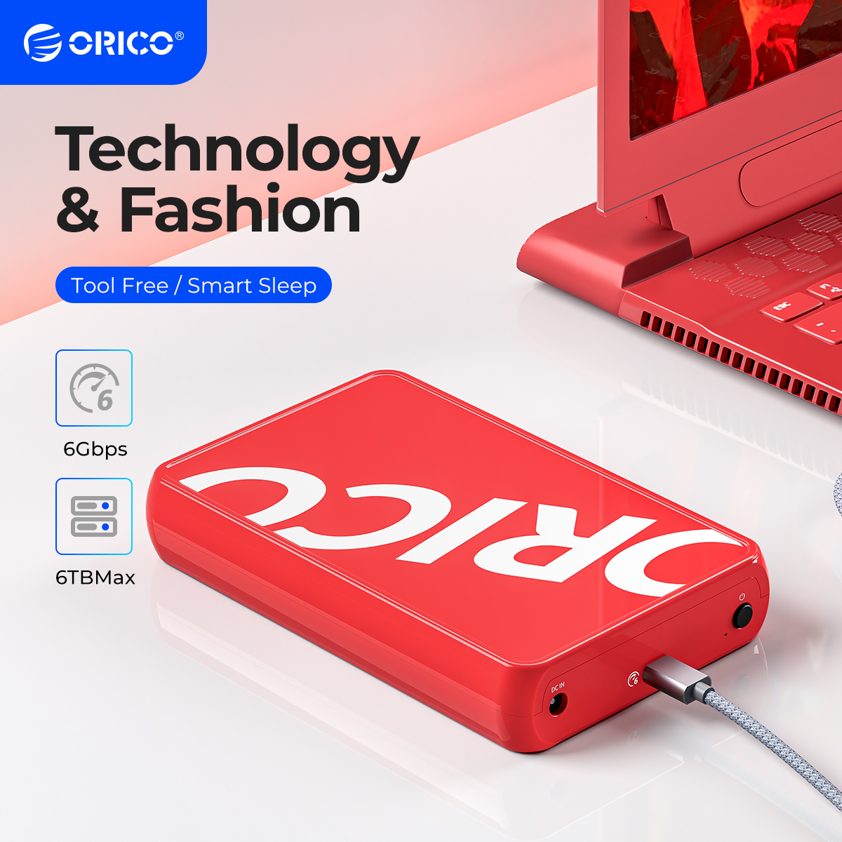 ORICO 3,5-inch HDD-behuizing 6 Gbps USB 3.1 Type-C naar SATA 3.0 HDD-behuizing UASP-protocol Auto-Sleep-modus Ondersteund Windows/Linux/Mac OS