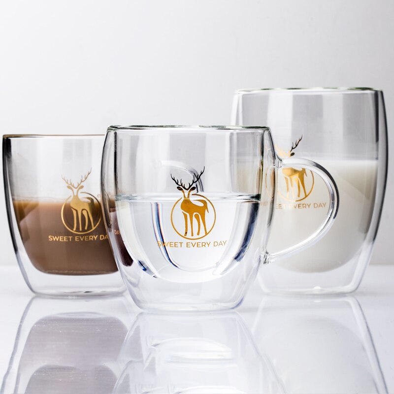 Double Wall Glass Clear Handmade Heat Resistant Tea Drink Cups Healthy Drink Mug Coffee Cups Insulated Shot Glass