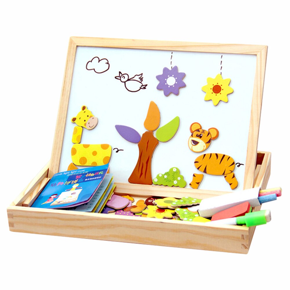 Kids Master Educatief Magnetische Doos Met Whiteboard En Krijtbord Jigsaw Board Houten Puzzel Speelgoed AN88: A