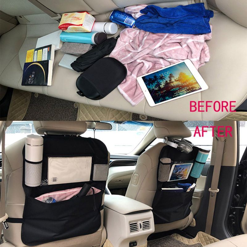 Car Back Seat Organizer Front Seat Storage Kids Pocket Bag Auto Travel Kick Mat