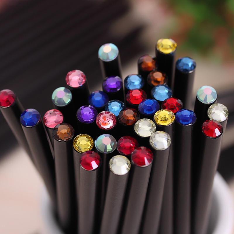 Ezone 12 Pcs Eenvoudige Stijl Potlood Leuke Kawaii Houten Zwarte Staaf Hb Potlood Met Kleurrijke Diamant School Schrijven Studenten Briefpapier: Default Title