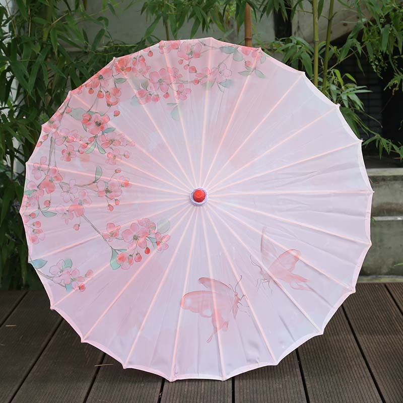 Ancient Style Printed Silk Fabric Tassel Umbrella Decoration Oil Paper Umbrella Hanfu Umbrella Classical Sun Protection Parasol: Light Grey