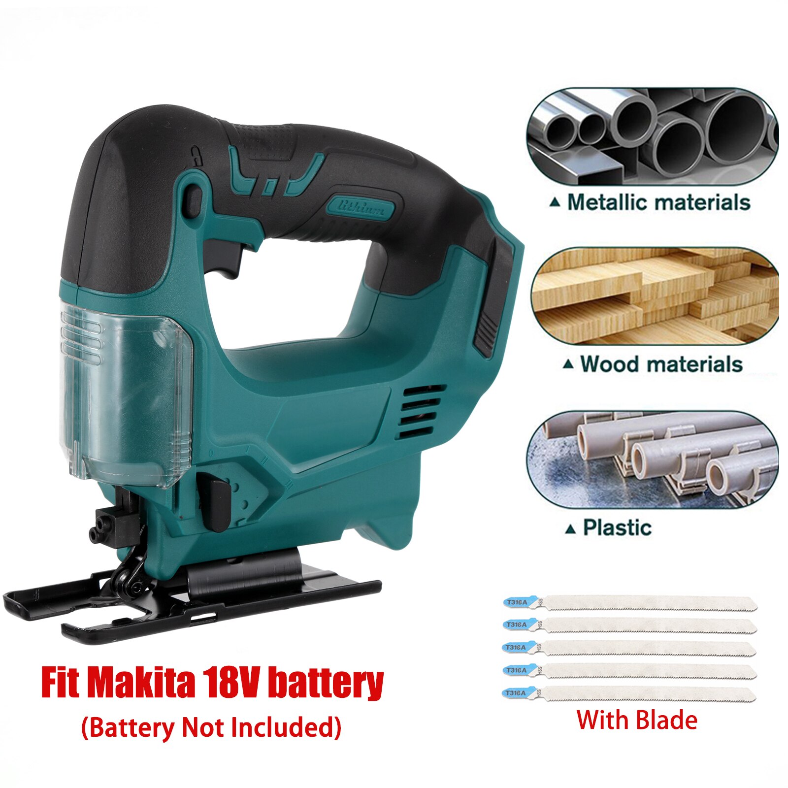 21V Draadloze Jig Zagen Elektrische Zaag 4 Speed Multifunctionele Houtbewerking Scroll Cutter Jigsaw Hout Metalen Bladen Voor makita Batterij