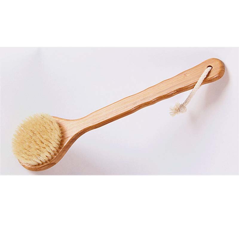 Brosse de douche en bambou avec poils de sanglier, 33cm, parfaite pour la peau sèche, brossage essentiel pour réduire la Cellulite, Exfoliation de la peau