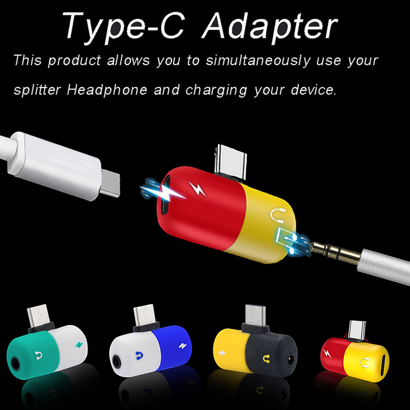 2 in 1 Typ C USB-C zu 3,5mm Splitter Aux Kopfhörer Adapter Ladegerät Audio Jack Converter Audio Ladung Für handy TXTB1