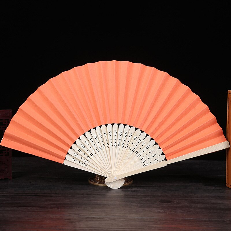 10 Pcs / Lot Pattern Folding Dance Paper Hand Fan Wedding Party DIY Favors: Orange