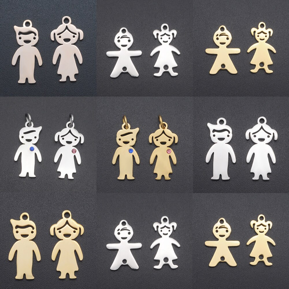 5 Stks/partij 316 Roestvrij Staal Jongen Meisje Familie Charm Hanger Dochter Bedels Voor Armband Maken Sieraden Hanger
