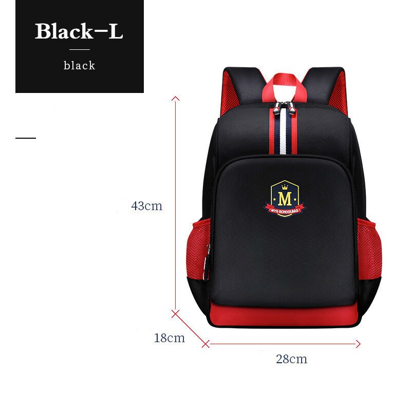 Leerling Studenten Kinderen Engeland Stijl Rugzak Schooltassen Voor Jongens Bagpack Mochila Escolar Hombre Waterdichte Rugzakken Kids Tas: Black-L