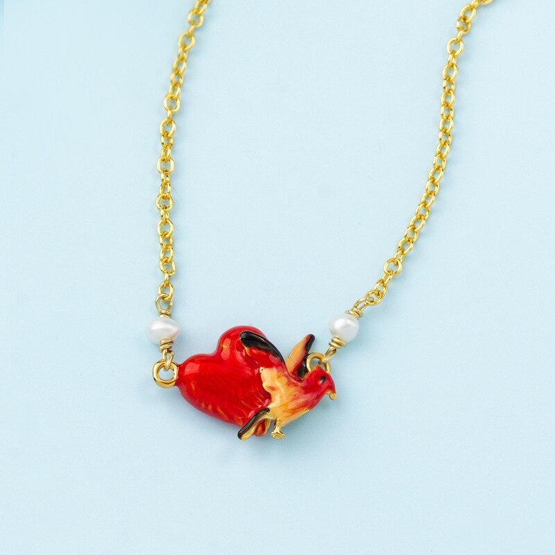 French simple personality hand-painted enamel red animal bird bracelet temperament love bracelet female