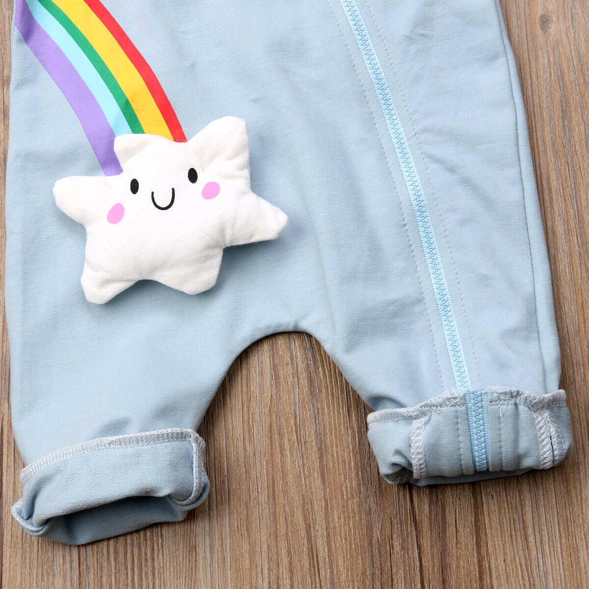 Lindo bebé recién nacido Ropa para bebé (niño o niña) manga larga Arco Iris cremallera estrella con capucha mono mameluco trajes ropa de bebé 0-18M