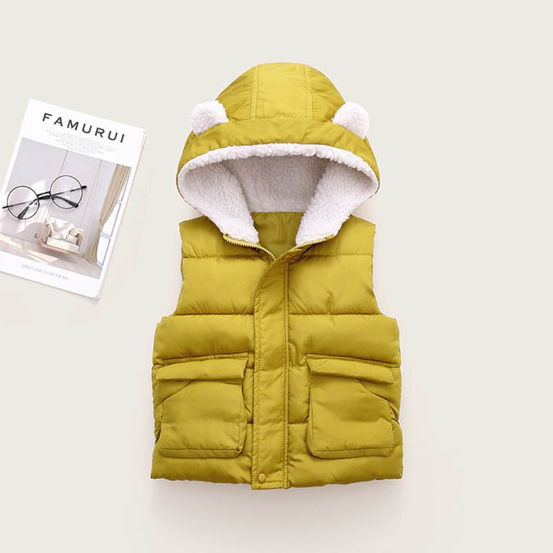 Autunno inverno bambini giù gilet di cotone ragazzi ragazze cappuccio spesso solido gilet bambini caldo Casual allentato senza maniche vestiti cappotto
