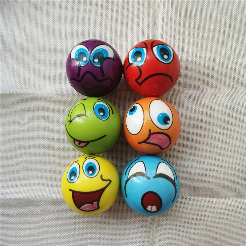 4pcs 6.3cm Funny Smiley Face Grimace Stress Balls Foam PU Balls Squeeze Anti Stress Balls Toys for Kids Children