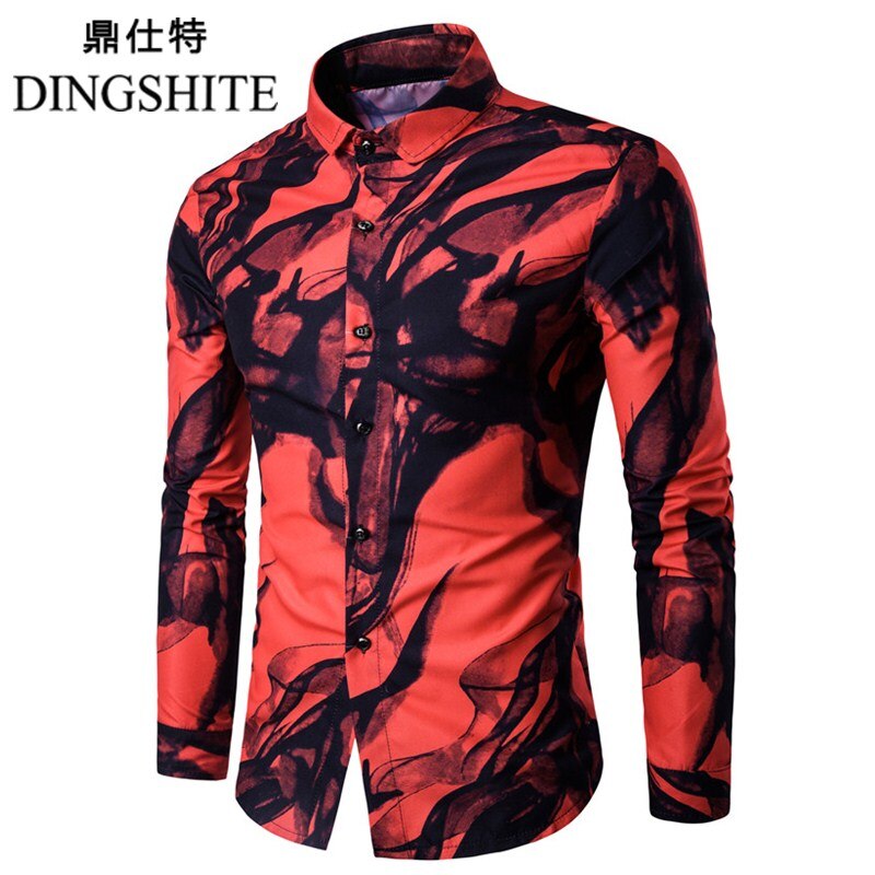 Dingshite festskjorte herre casual print revers skjorte