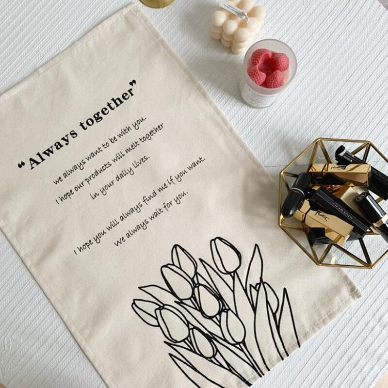 Nórdico ins pano de parede hangingtapeçaria flor tecido coreano mão desenhada dormitório decoração do quarto guardanapo tapeçaria apartamento boêmio: A