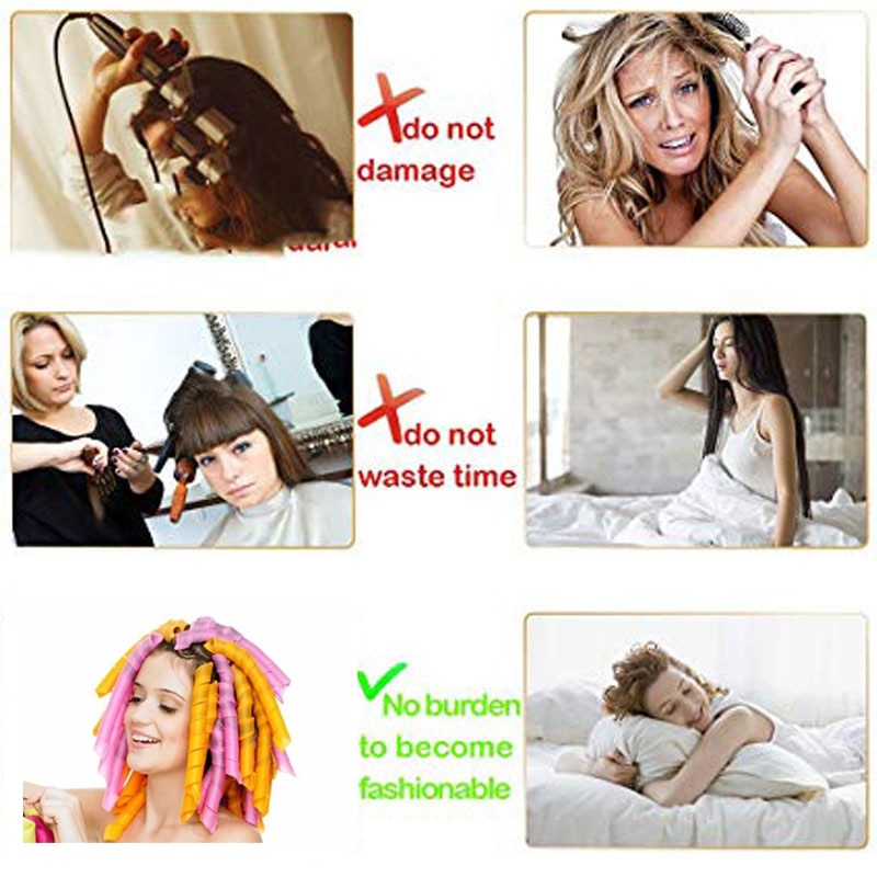 18pcs/45cm Wave Formers Magic Hair Curlers Spiral Ringlets Leverage Curlers Hair Curler Hairdressing Tool DIY Not hurt hair
