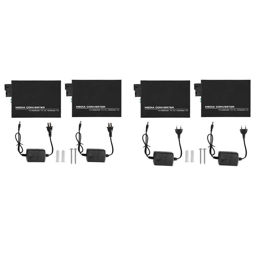2 x gigabit ethernet mediekonverter 100-250v transceiver singlemode 100m ethernet optisk fiber mediekonverter