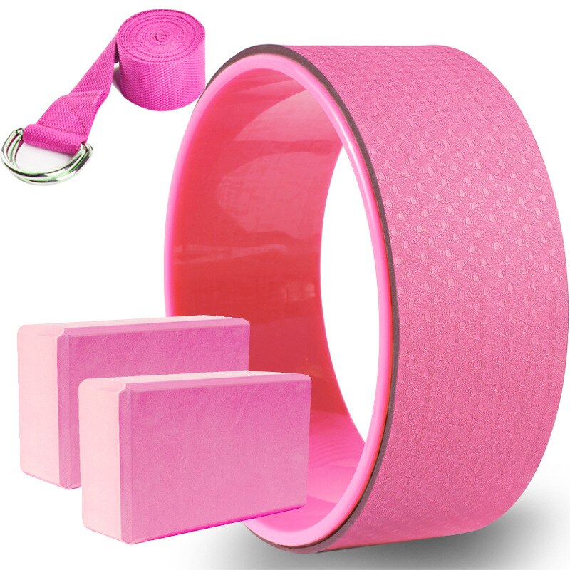 Ensemble de 4 pièces d&#39;exercices de Yoga et Pilates à domicile, ceinture d&#39;étirement de la taille, équipement de Fitness EVA: Pink
