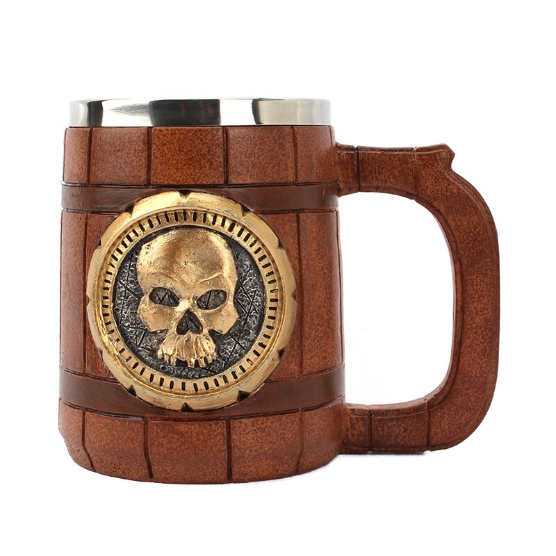 Halloween Mok Beker Retro Hars Roestvrij Staal Bier Mok Skull Knight Koffie Water Cup Viking Thee Mok Bar Decoratie: 600ml B