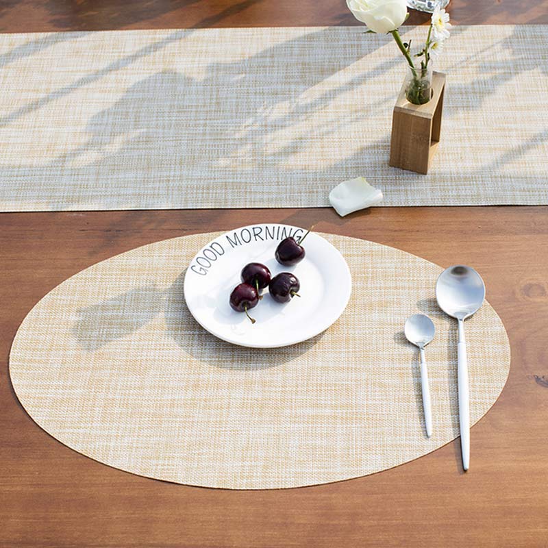 45*30cm Table Mat PVC Elliptical Non-Slip Placemat Heat Insulation Pads Kitchen Restaurant Bowl Plate Cup Pad AI