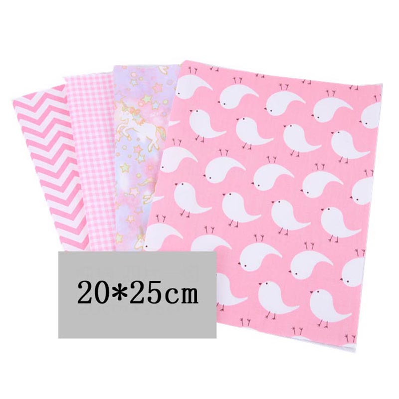 4 draps/ensemble 20x25CM coton Patchwork vêtements tissu accessoires de couture tissu d'impression florale matériel bricolage à la main couleur mélangée: 3 Pink
