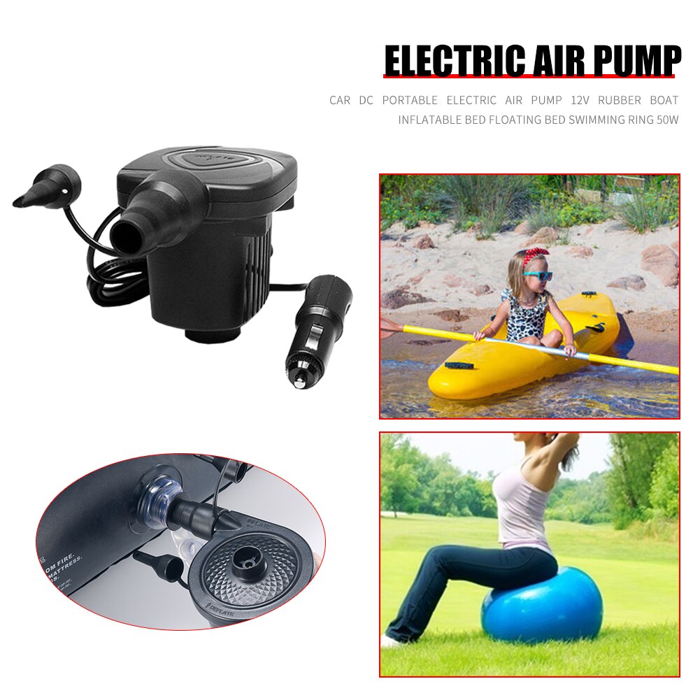 3600Pa DC 12V Electric Air Pump 50W Outdoor Kayak Inflatable Toys Airbed Boat Cushion Swimming Pool Yoga Ball Sofa Inflator