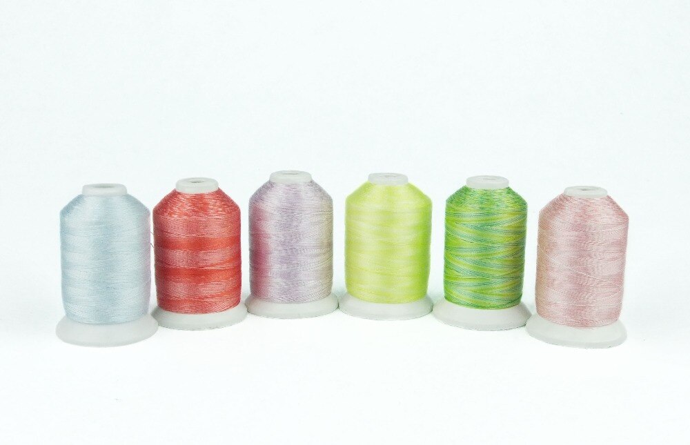 Simthread 12 popular variegated Colors polyester embroidery machine thread 1100 Yards spool thread