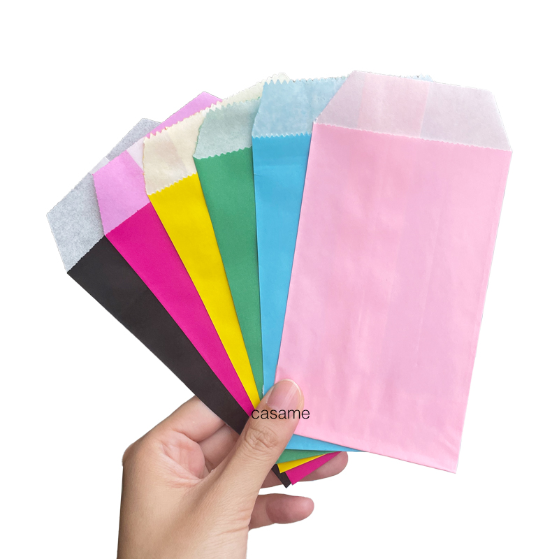 Mini pochette multicolore de couleur Pure, sacs en papier Kraft, cartes d'invitation de fête de mariage, sac en papier pour invités