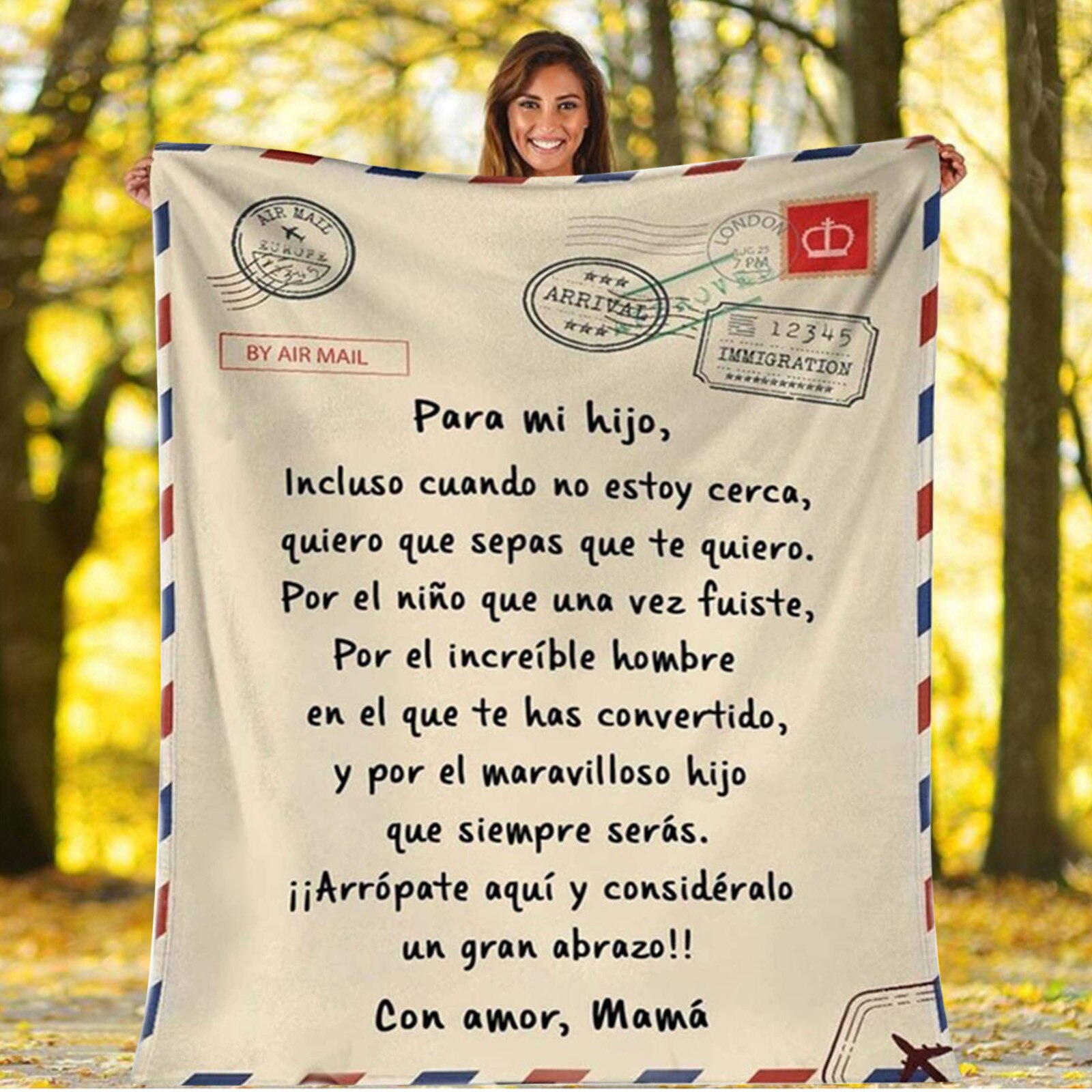 Manta Spanish Flannel Blanket Mom To Daughter/Son Letter Quilt Express Love Year 120X150/130X150/150X200/150X220CM: C / 130X150CM
