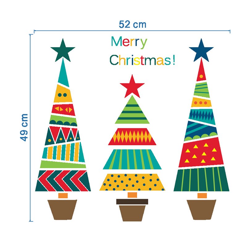 Merry Christmas Tree Star Wall Stickers Home Decals Living Room Decorations DIY PVC Festival Window