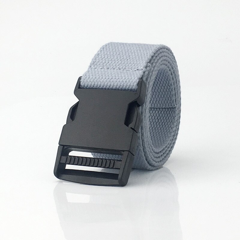 Voksne justerbare all-match bælte unisex koreansk stil lærred bælter vintage plast spænde elastisk ensfarvet lang linning: Grå