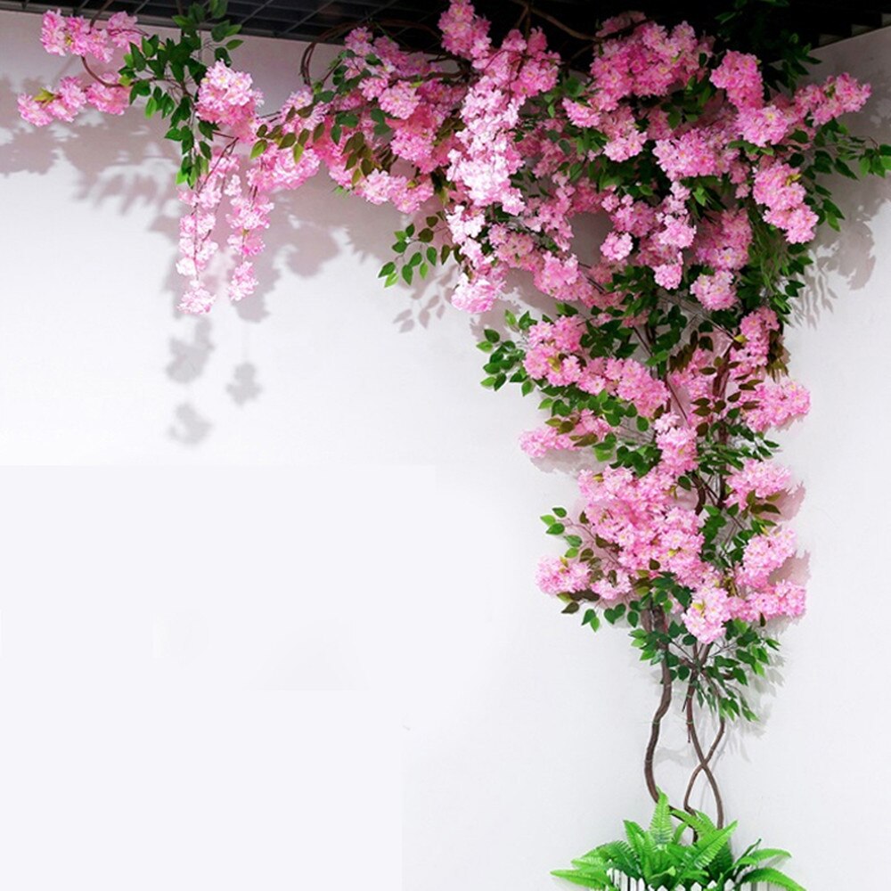 Vigne de cerisier artificiel, fausse fleur de cerisier, tige d'arbre Sakura pour événement, décoration d'arbre de mariage